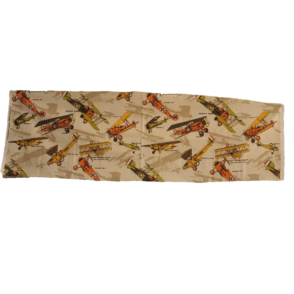 VTG House 'N Home airplane biplane novelty fabric 1960s Steampunk retro Scrap